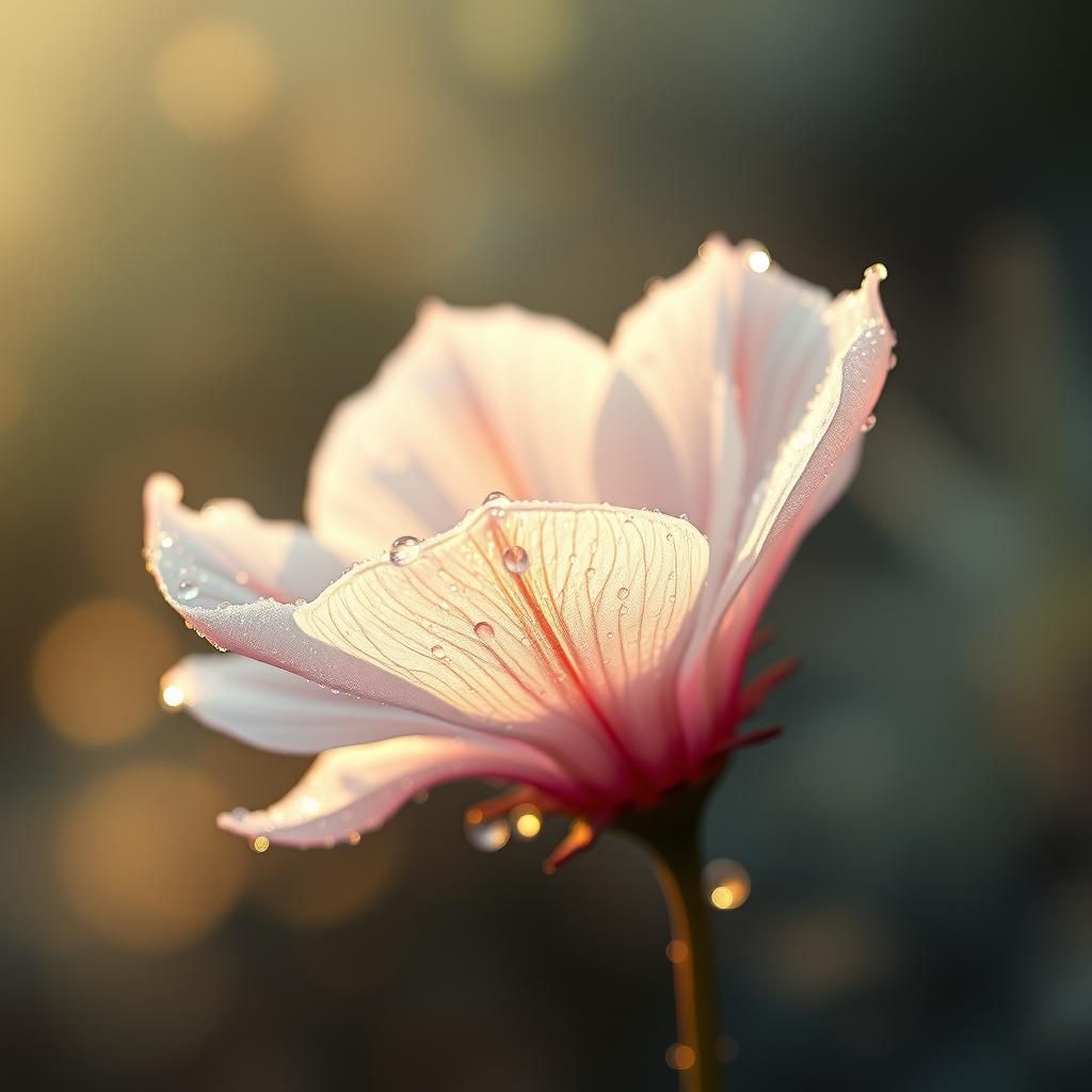 Ethereal Dew-Kissed Blossom with Aurora Effects