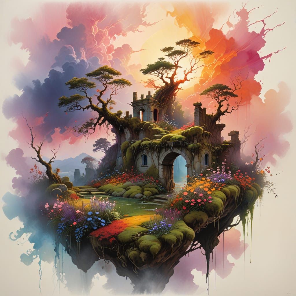 Dreamy Lush Garden with Nature Spirit