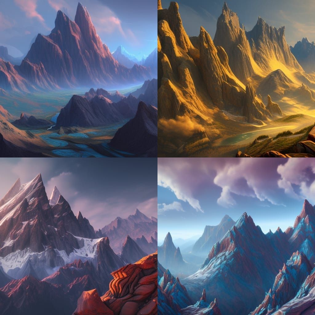 High Altitude Mountain Scape in Detailed Matte Painting