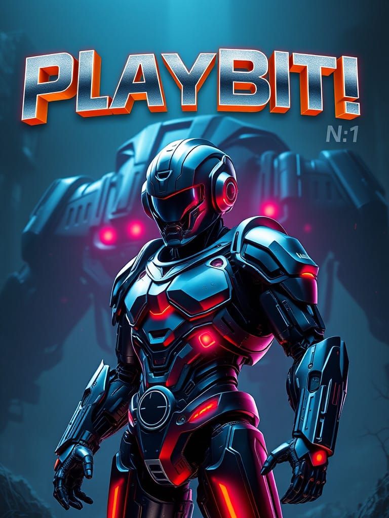 Cyberpunk Warrior in Metallic Armor Unleashed Amidst Neon In...