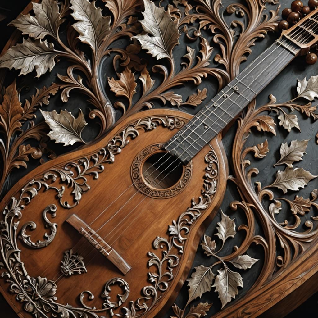 Renaissance Lute with Intricate Carvings