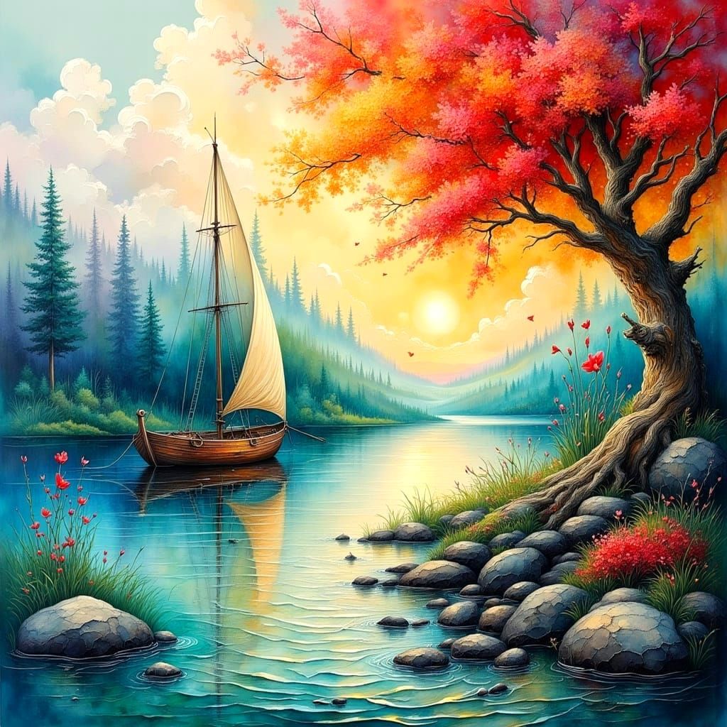 Islands in the Stream as Impasto Oil Painting