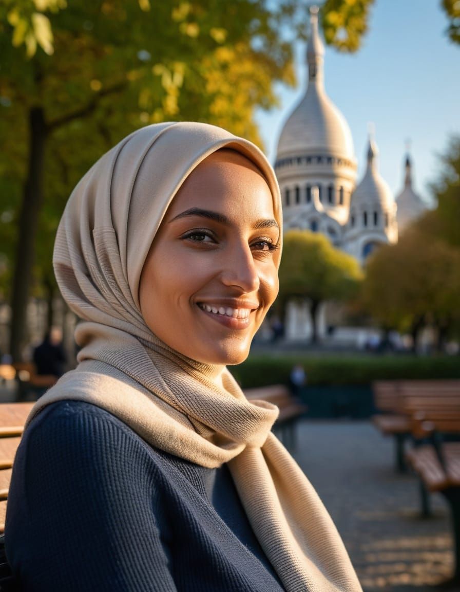 Elegant Portrait of Woman in Beige Hijab