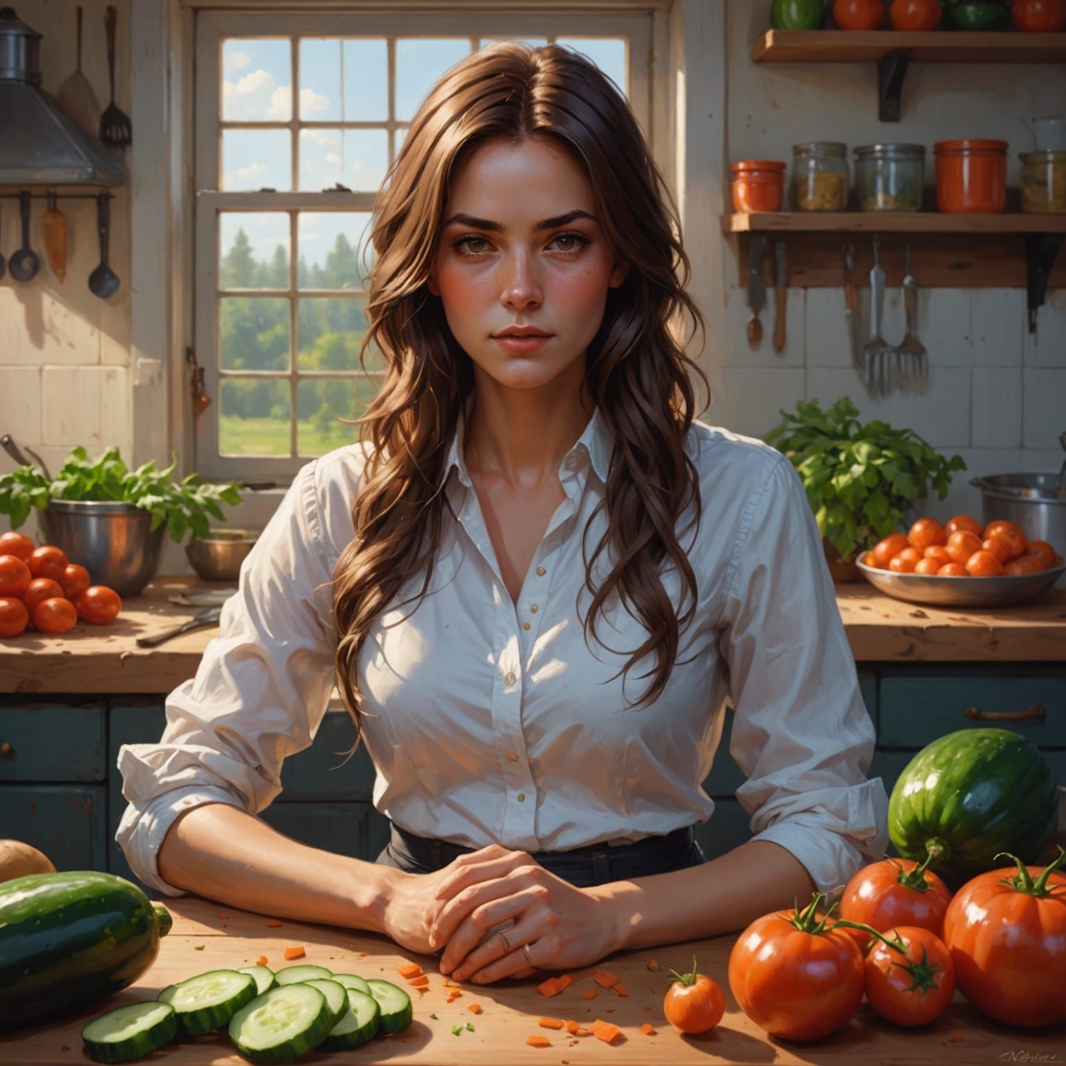 Hyperdetailed Portrait of a Chef in a Triadic Color Scheme