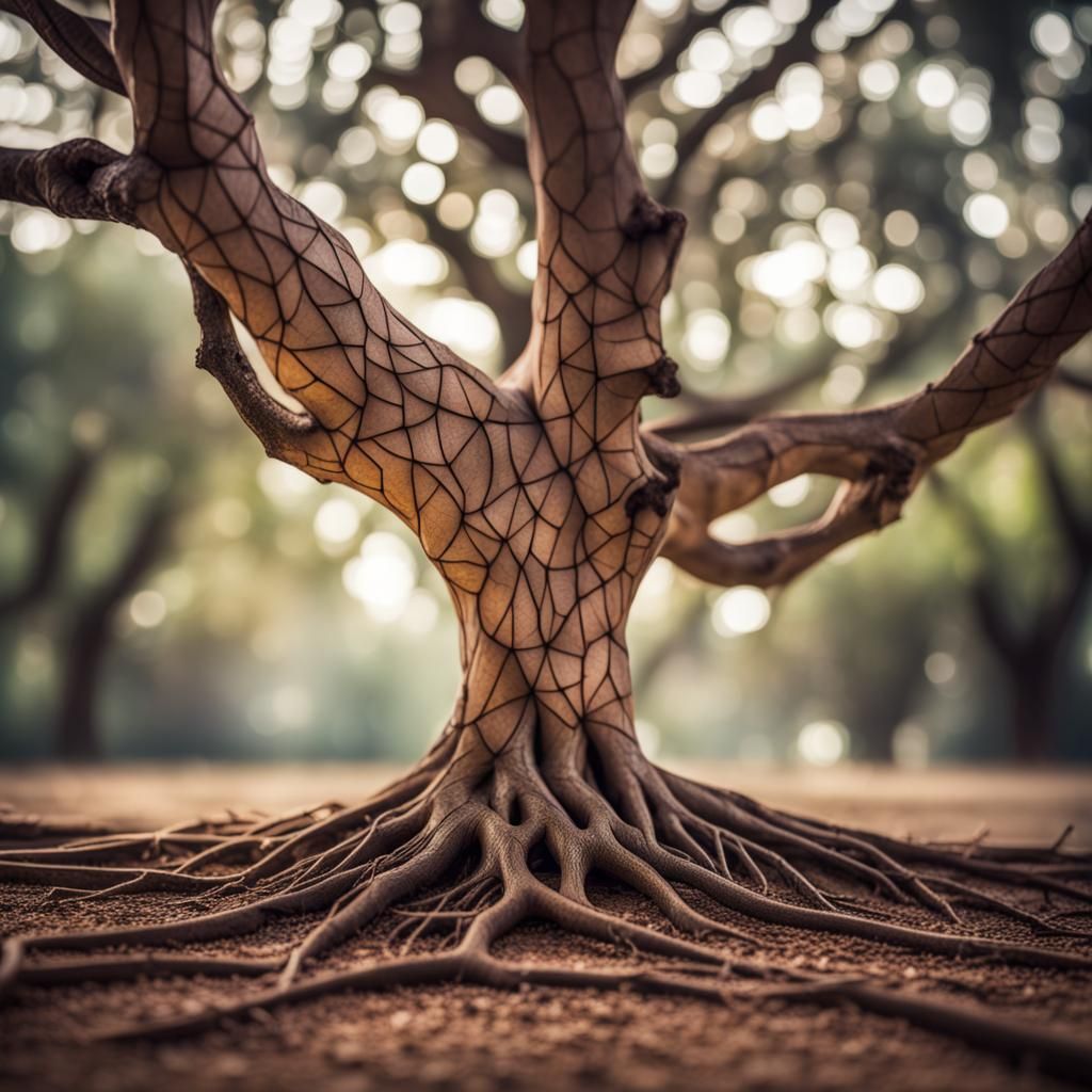 Geometric Tree Roots in Professional Photography Style