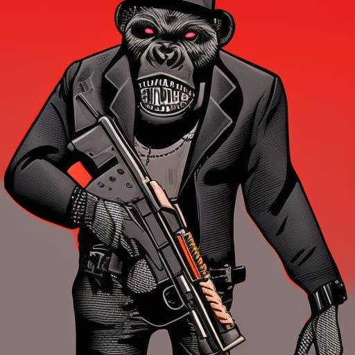 Gangster Gorilla Street Thug in Dystopian Vector Art