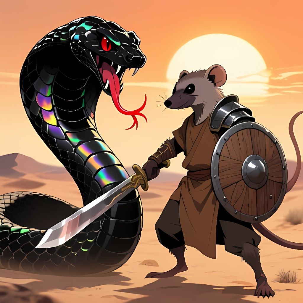 Mongoose Warrior and Cobra Defend in Desert Sunset Anime Sty...