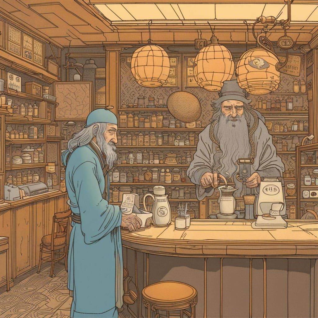 Leonardo da Vinci: Barista, in Ukiyo-e Style