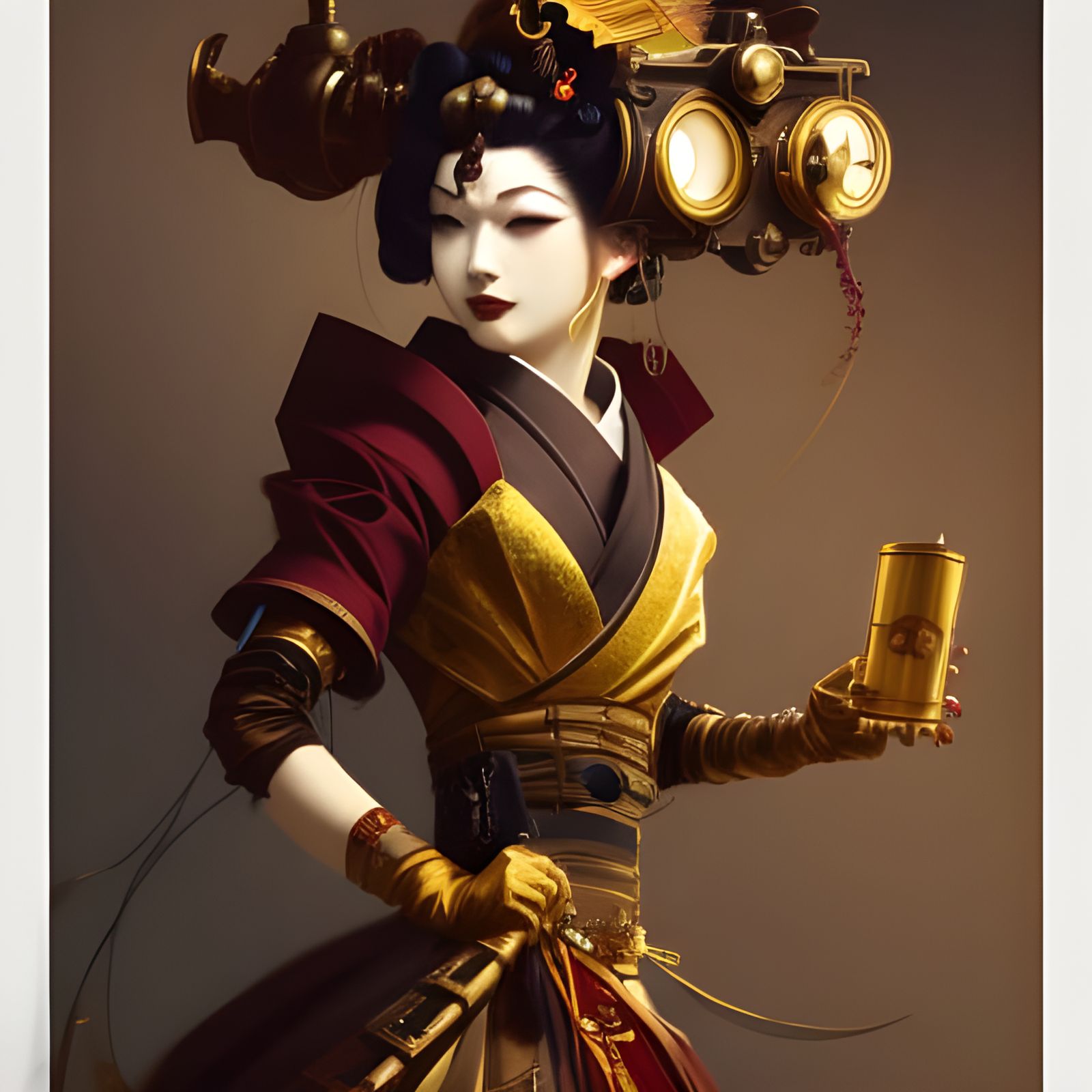 Steampunk Geisha in Art Nouveau Style