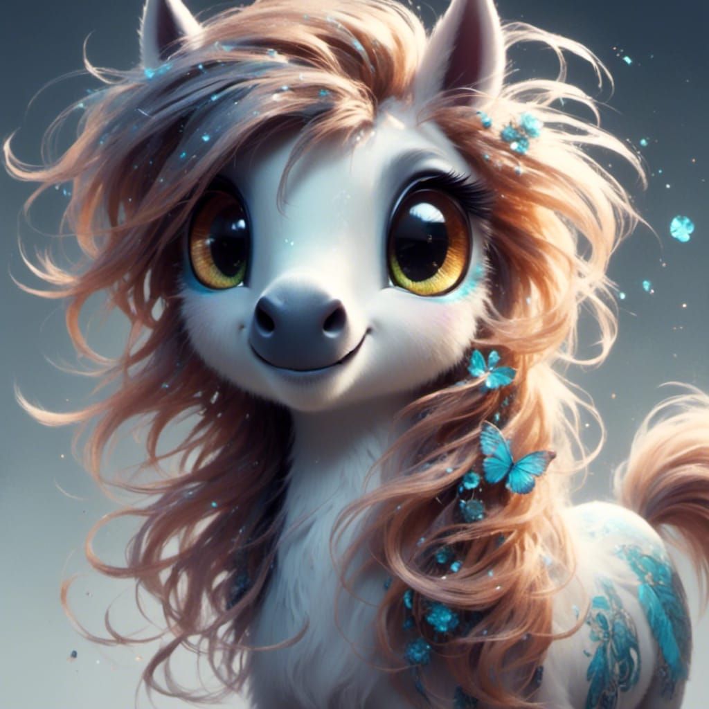 Adorable Pony with Big Eyes and Soft Colors