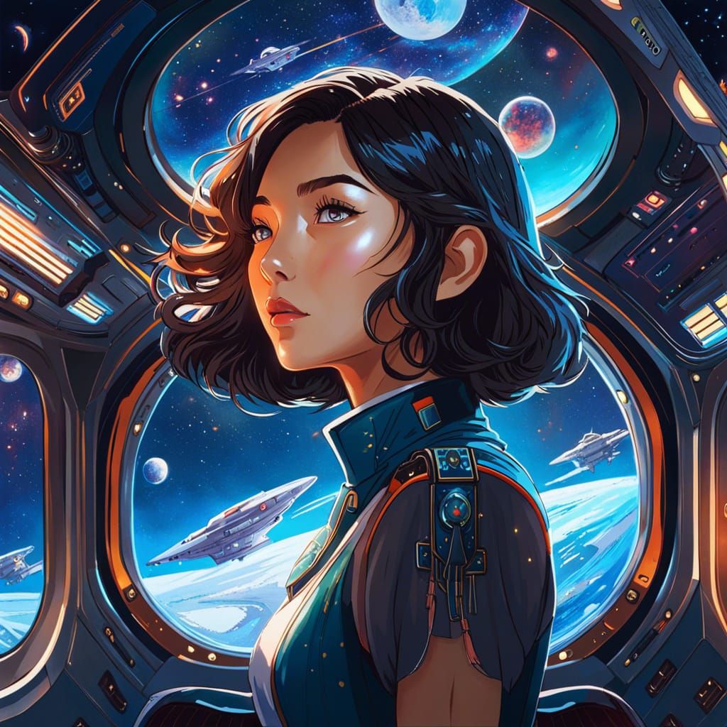 Starship Crew Portrait in Anime Style