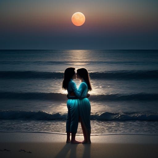Luminous Pearl on Tropical Beach at Night