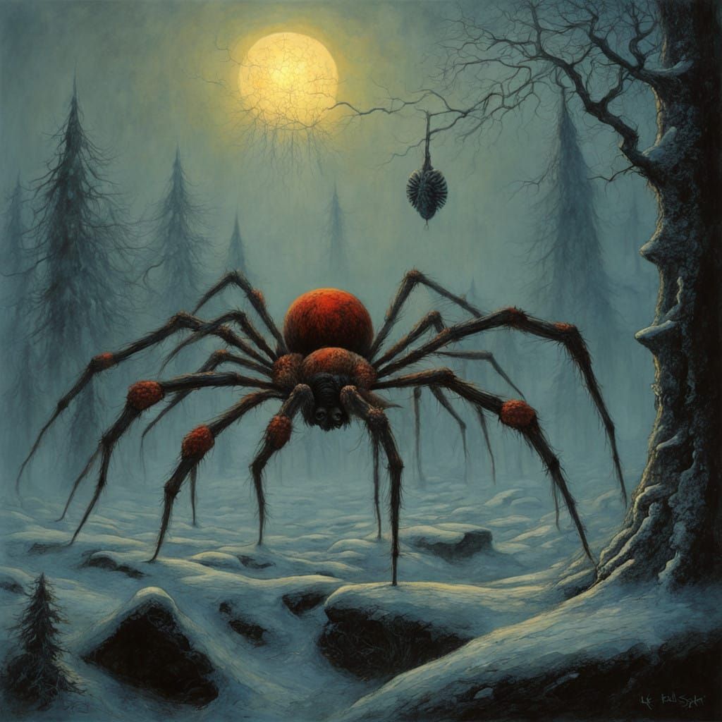 Poignant Surreal Christmas Scene in Oil Painting Style