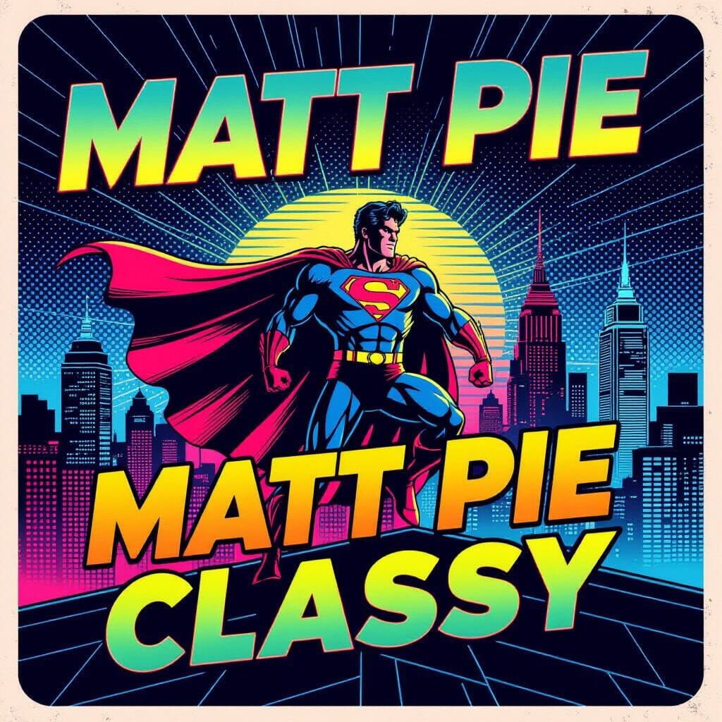 80s Superhero on Rooftop, Neon Cityscape, Retro Style