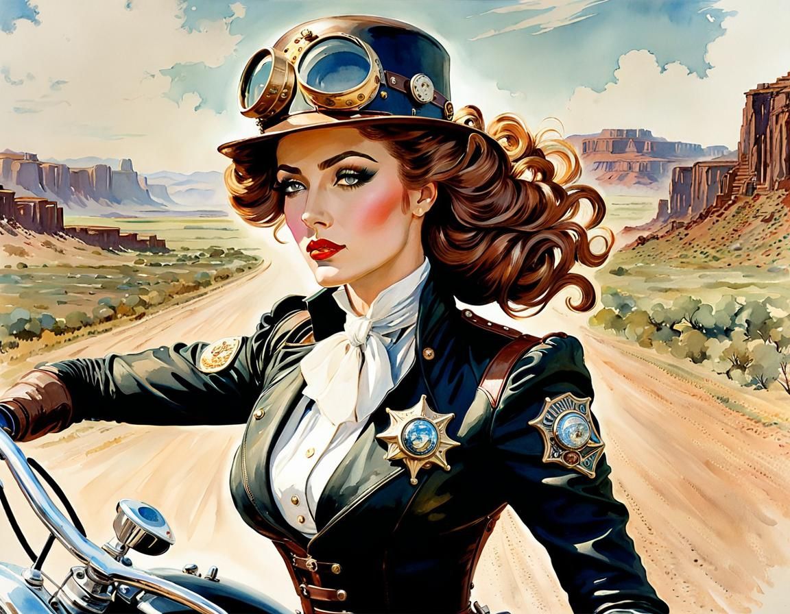 Steampunk Sheriff Rides Through the Badlands