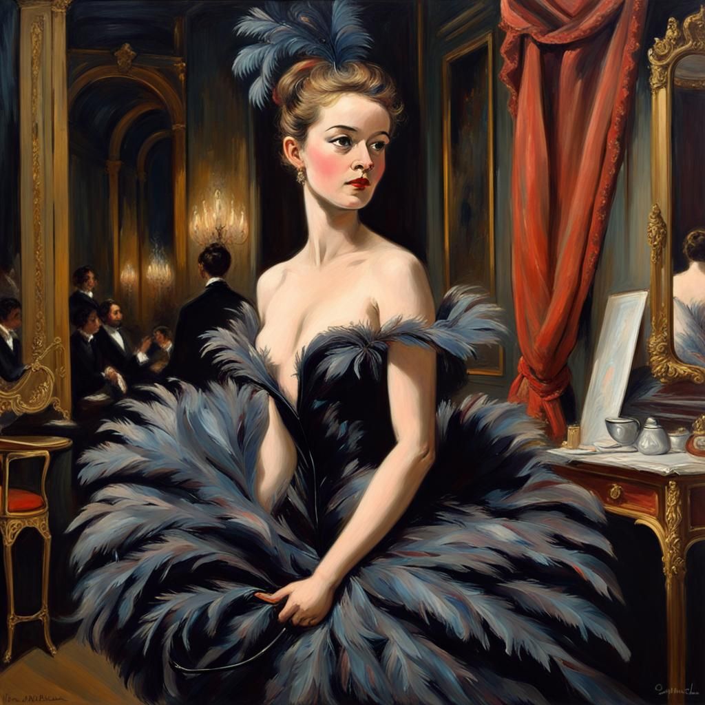 Paris Opera Diva in Haute Couture Oil Painting