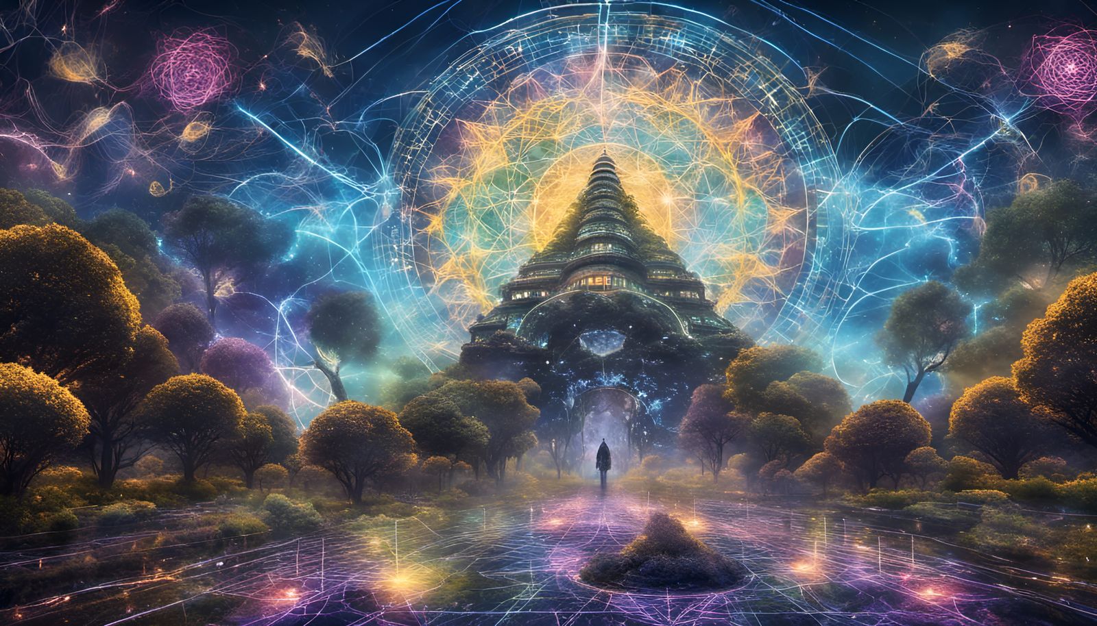 City Rises: Technology Versus Nature in Quantum Zentangle