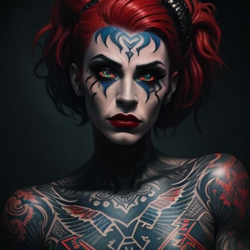 Cinematic Portrait of Tattooed Sideshow Performer