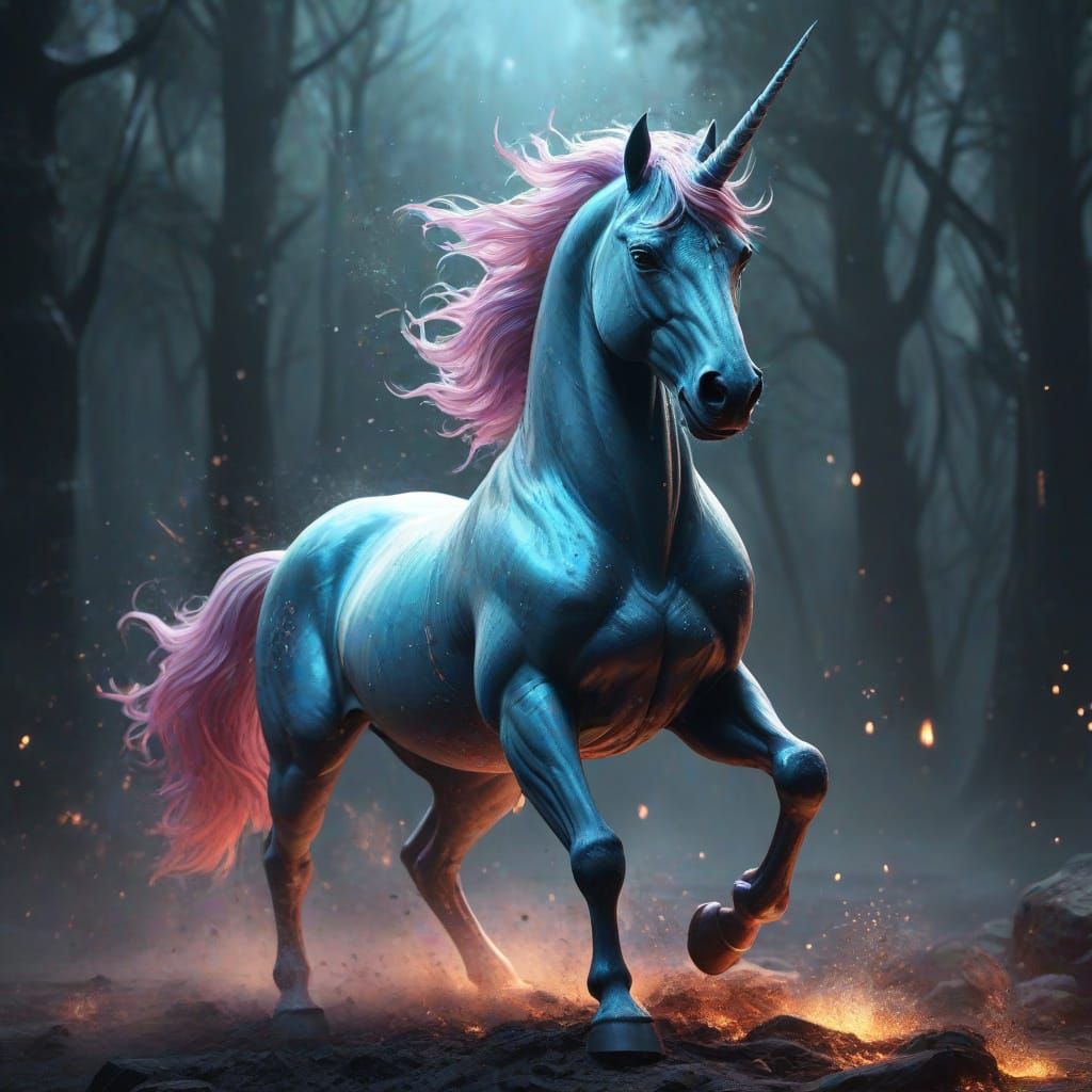 Ethereal Unicorn Disintegration in Detailed Matte Painting