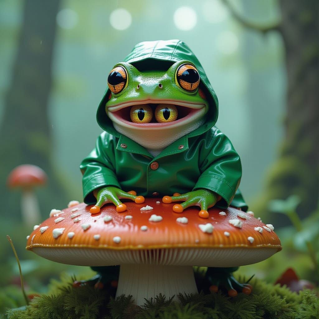 Surreal Frog With Eyes in Mouth, Digital Art