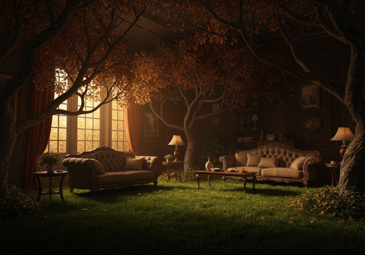 Autumn Garden Inside Victorian Living Room