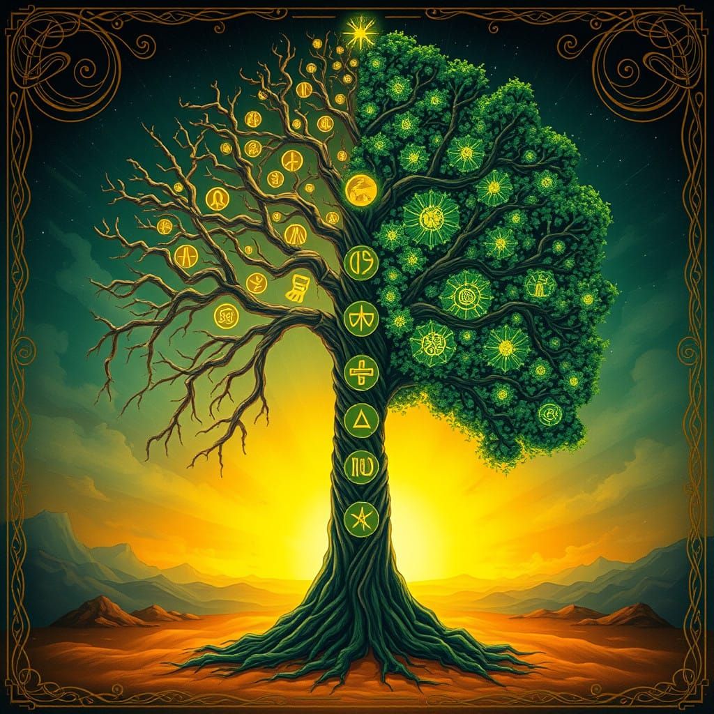 Ethereal Tree of Life in Whimsical, Symbolic Art