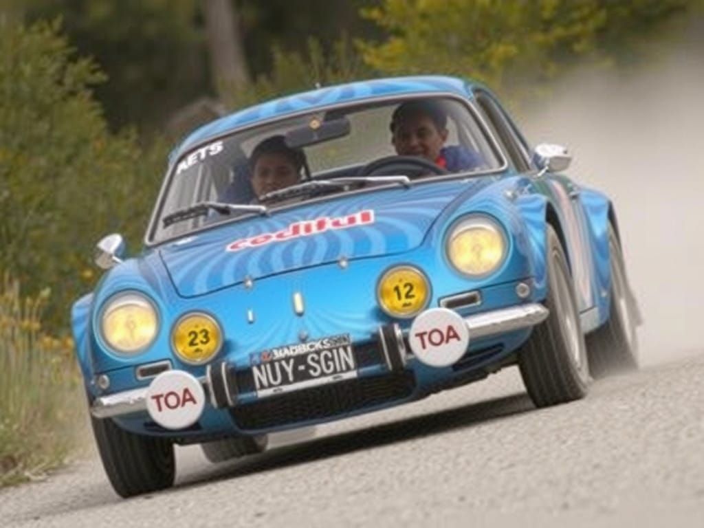 Rally car wrapped in "Berkeley mews" artwork