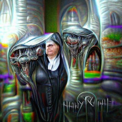 Demonic Nuns and Priest in Giger Style