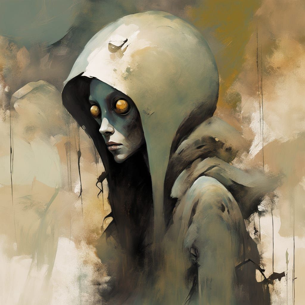 Surreal Wary Vagrant in Ashley Wood Style