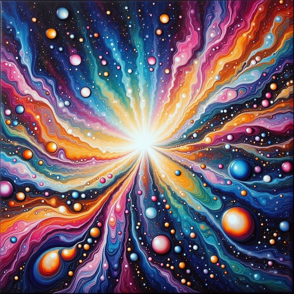 Vibrant Cosmic Explosion in Fluid Art Style