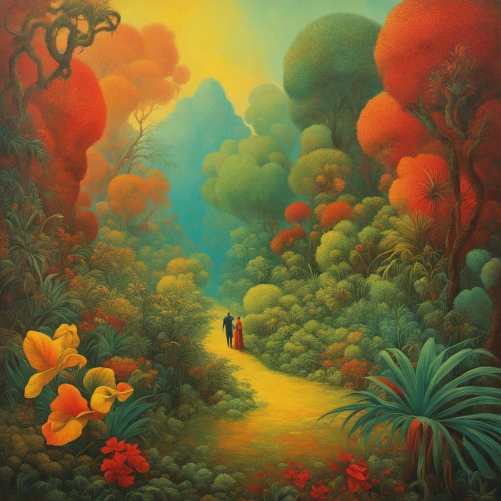 Tropical Garden of Souls in Magic Realism Style