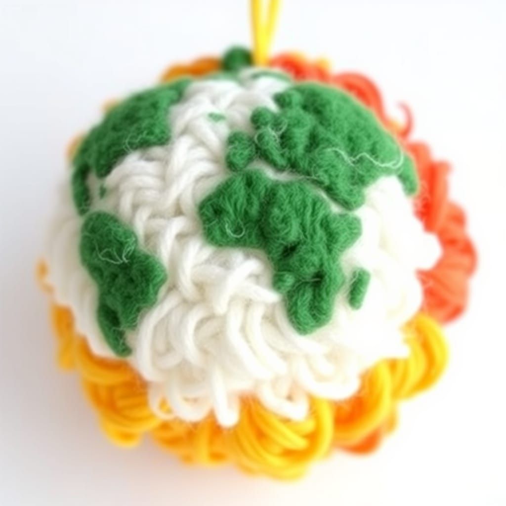 Earth Pom Pom: A Colorful Wool Planet