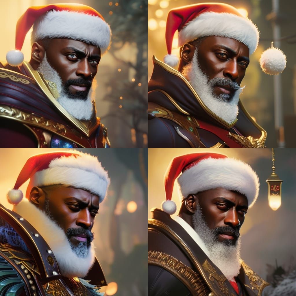 Festive Santa Wizard Portrait in Hyperreal Oil Painting