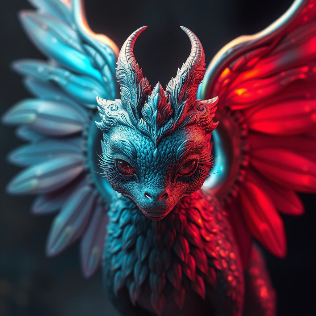 Majestic Winged Creature in Mystical Landscape