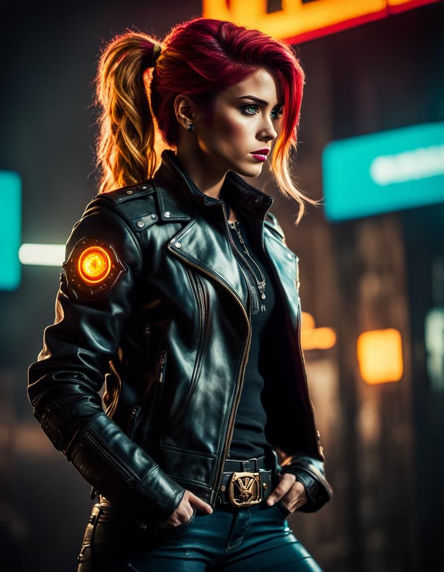Sunset Shimmer as Cyberpunk Gunslinger in Cyberpunk Style