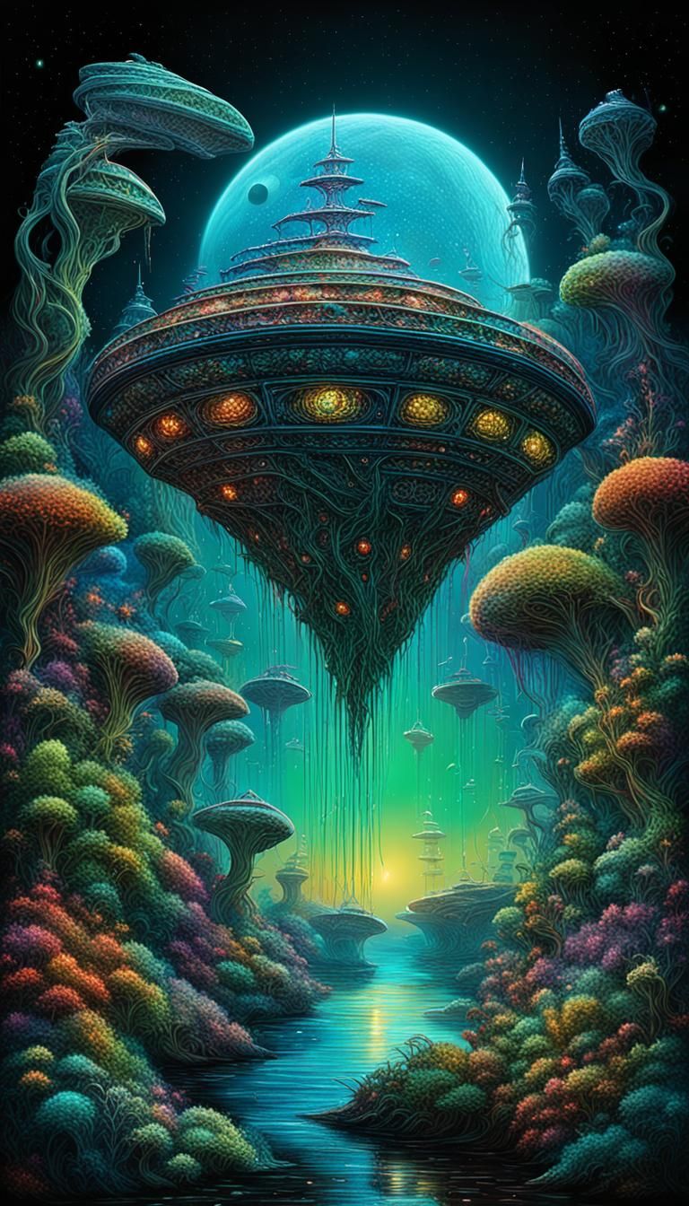 flora and fauna on alien planet