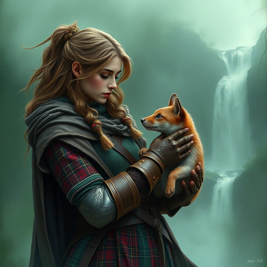 Highland Warrior's Gentle Bond in Emerald Mist