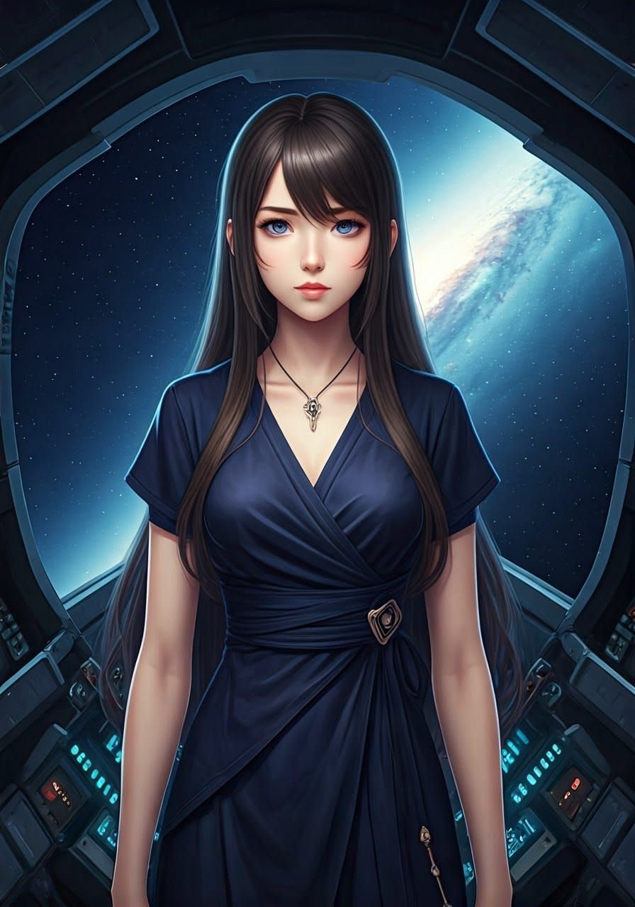 Ethereal Space Heroine in Futuristic Cockpit