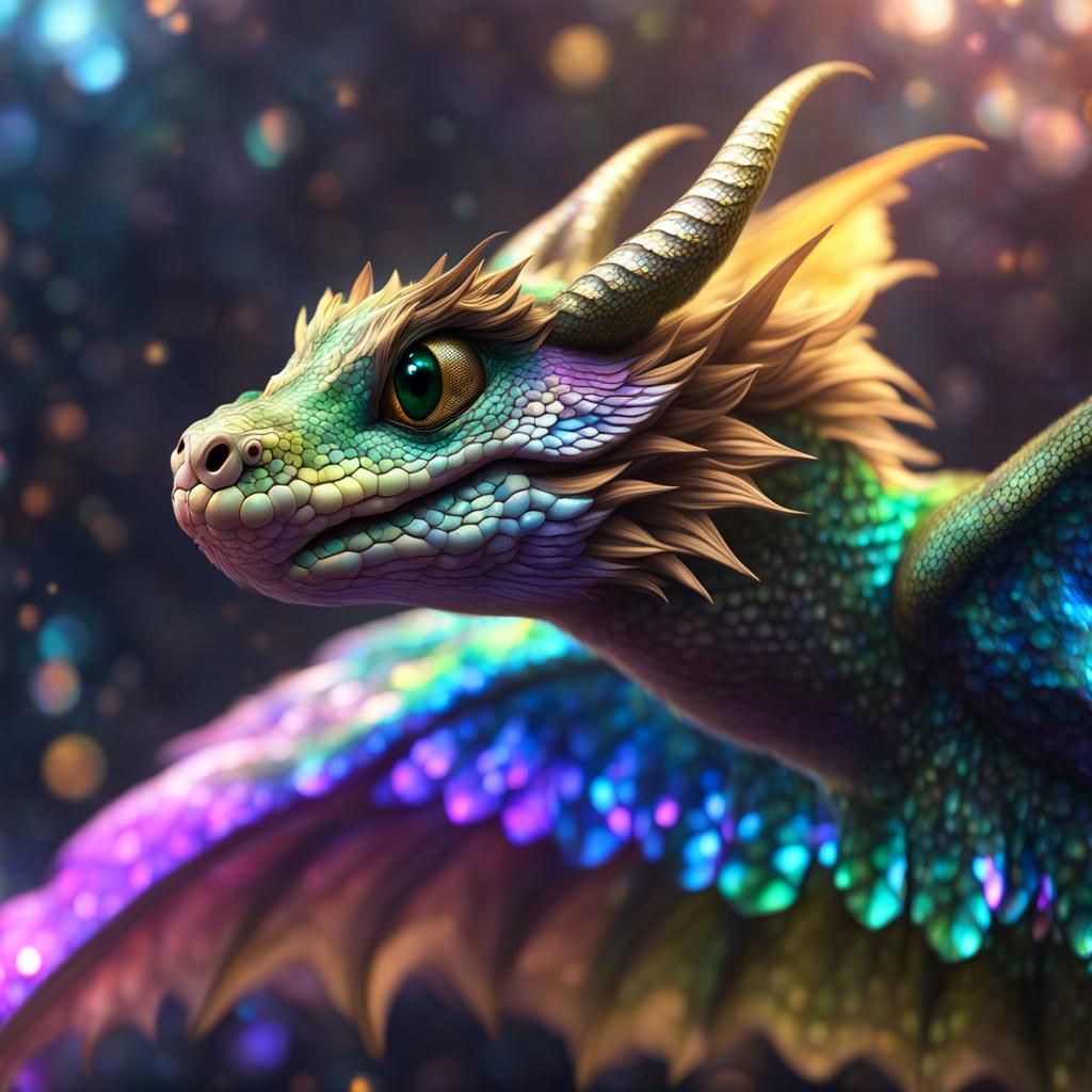 Adorable Winged Dragon Python in Holographic Colors