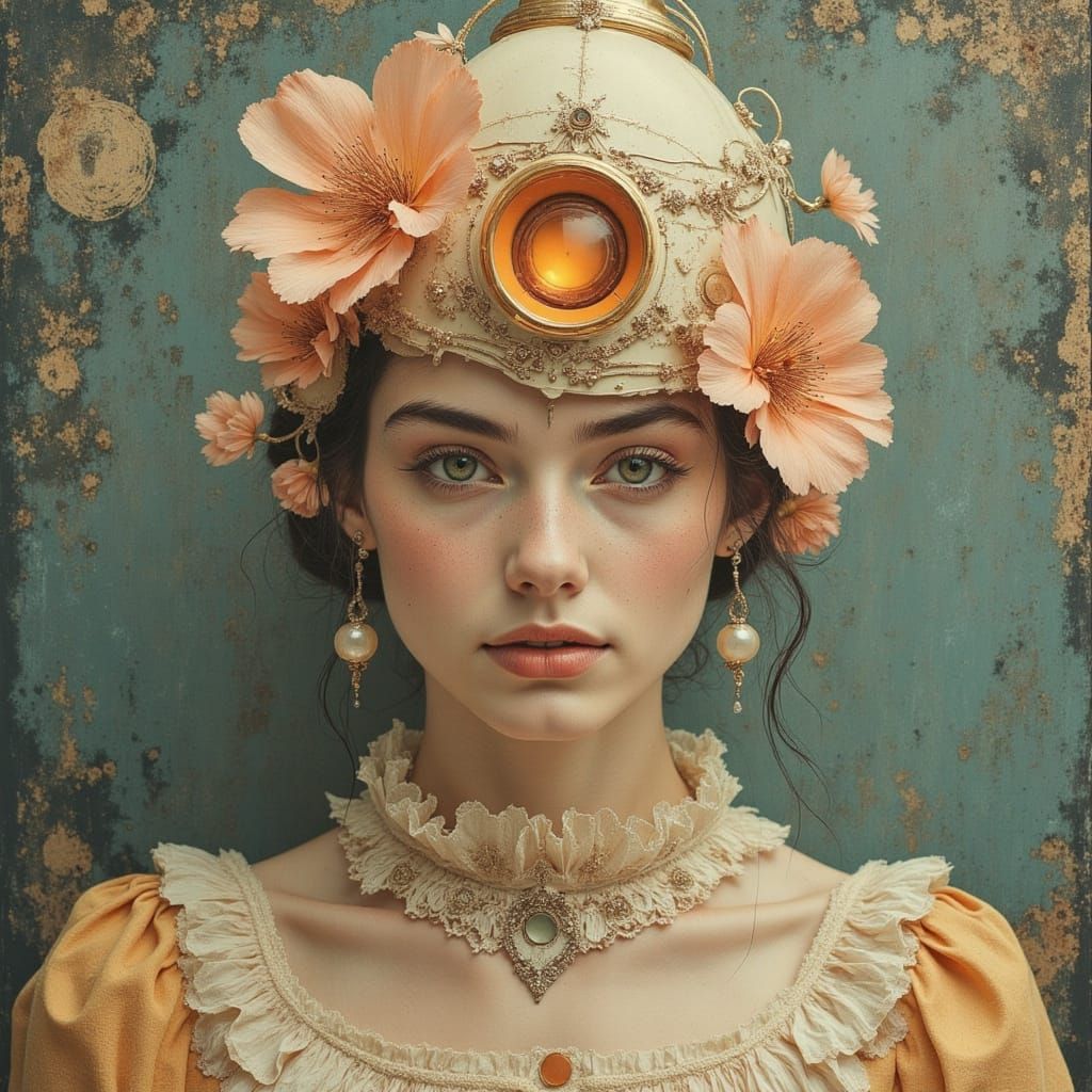 Edwardian Lady in Elegant Futuristic Attire