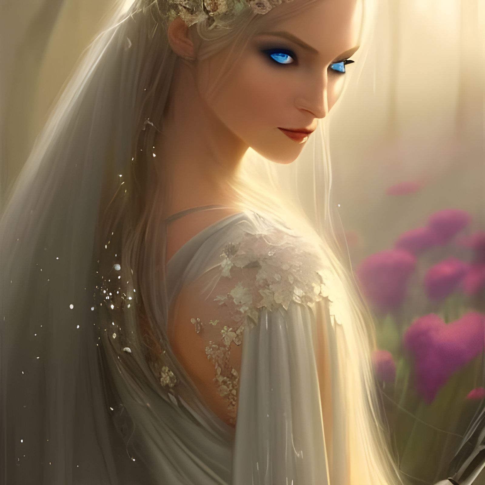 Galadriel Portrait in Lothlorien Forest: Fantasycore Style