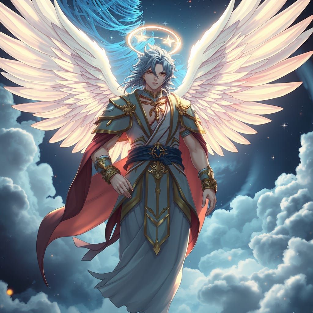 Majestic Male Angel in a Heavenly Realm
