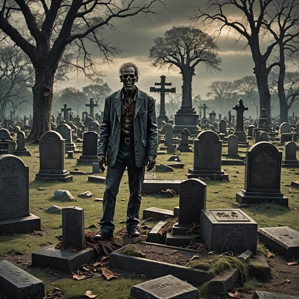 Zombie Graveyard in 80s Horror Style