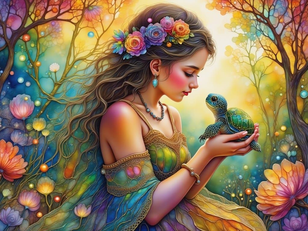 Turtle Lullaby in Pastel Hues, Gentle Serenity