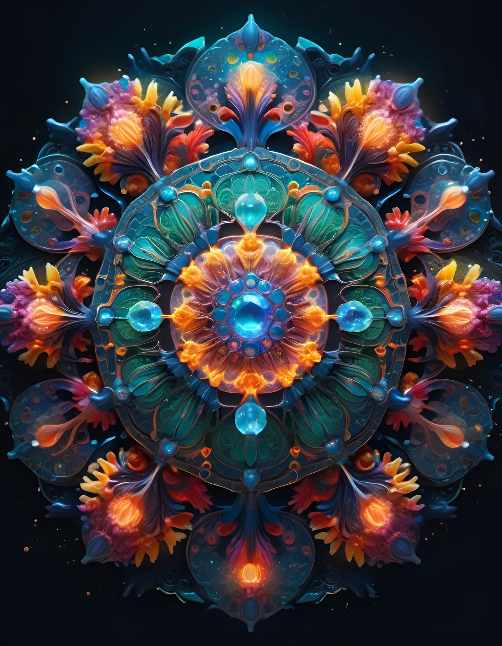 Bioluminescent Amoeba Cells Form Ornate Mandala