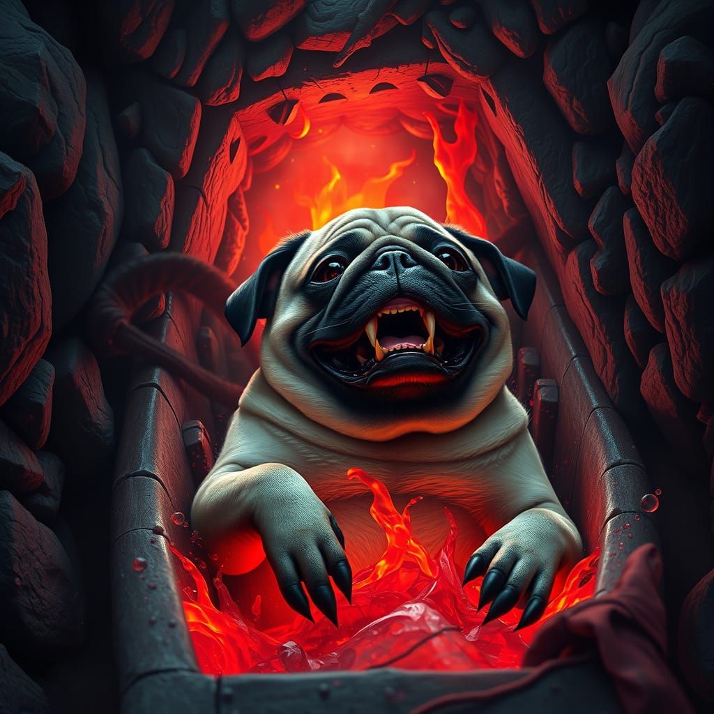 Pug Vampire Rising: Detailed Fantasy Concept Art