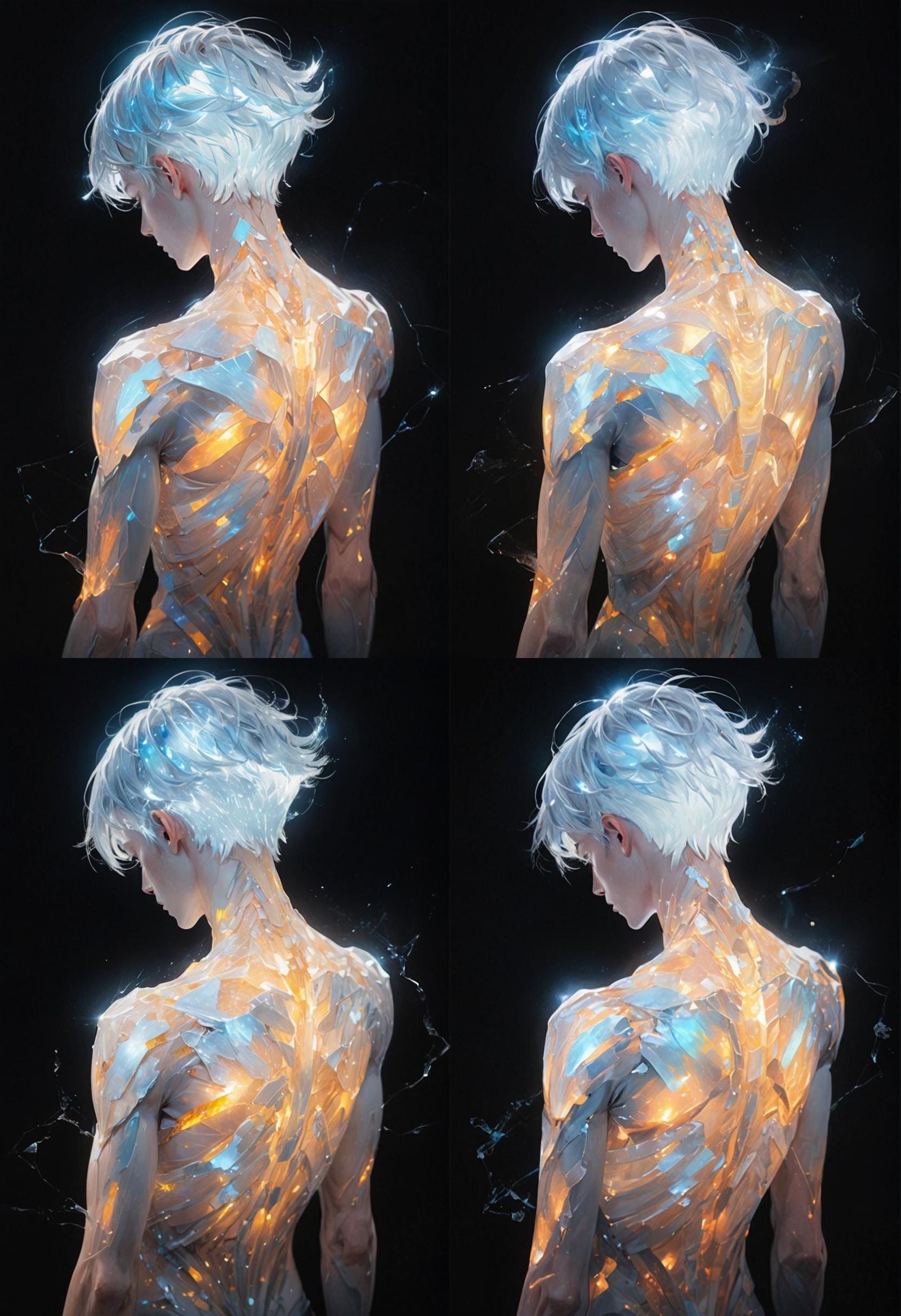 Ethereal Male Figure with Iridescent Flowing Patterns