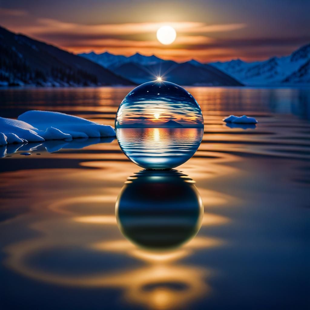 Lake Baikal Mirrored in Crystalline Sphere