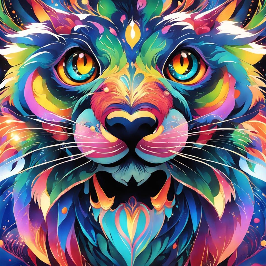 Elegant Fantasy Hybrid in Golden Pointillism