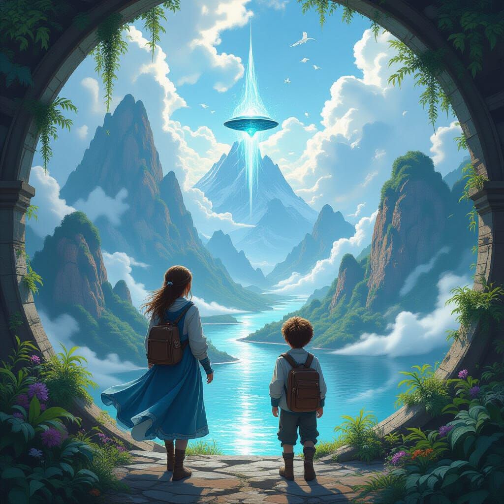 Ethereal Wanderers in Techno-Organic Cityscape